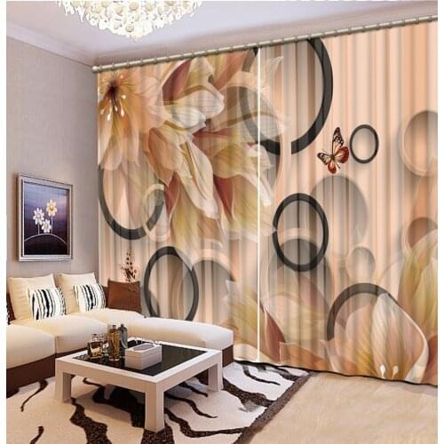 Window Blackout Luxury 3D Curtains set For Bed room Living room Office Hotel Home Wall Decorative flower lily curtains