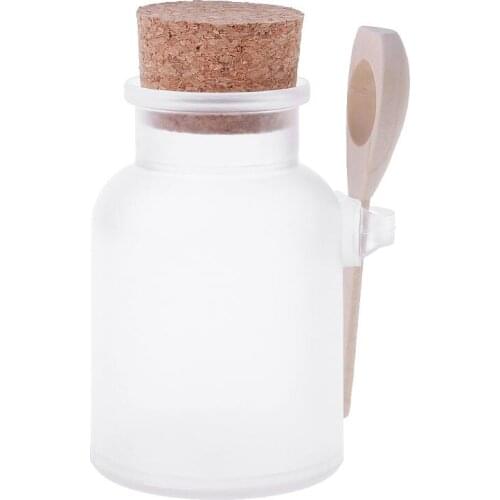 Scrub Bath Salt ABS Bottle Sealed Jar Wooden Spoon Soft Cork Storage Stopper Bottle Frosted Seal Bottle Refillable Mask Powder
