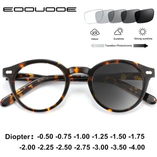 Titanium Transition Aviation Sunglasses Photochromic Myopia Glasses Rimless Eyeglasses Men with Diopters