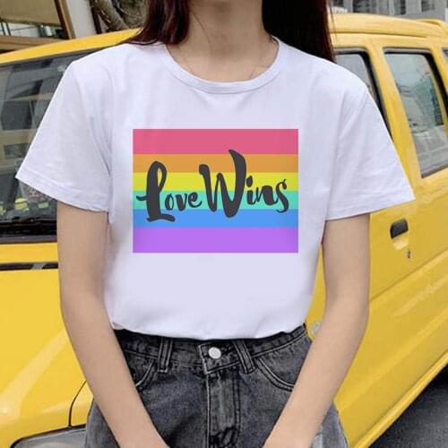 2020 Women T Shirt lLgbt Love wins Letter print Lesbian Gay T Shirt T Shirt Ullzang Funny Cartoon T-shirt Female White