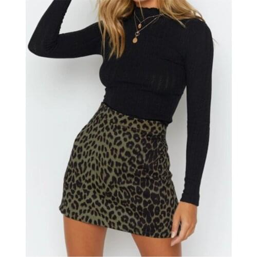 2021 Womens Suede Hip Wrap Skirt Sexy Leopard High Waist Zipper Autumn Winter A-line Skirt Girl Blackish Green Universal