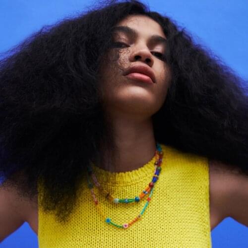 Vedawas New ZA Rainbow Flower Necklace for Women Ethnic Romantic Handmade Acrylic Beads Beaded Necklace Holiday Dress Jewelry