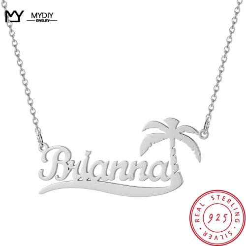 MYDIY Necklace For Women S925 Sterling Silver Pendant Necklace Jewelry Customize Name Beach Coconut Tree Summer New Product