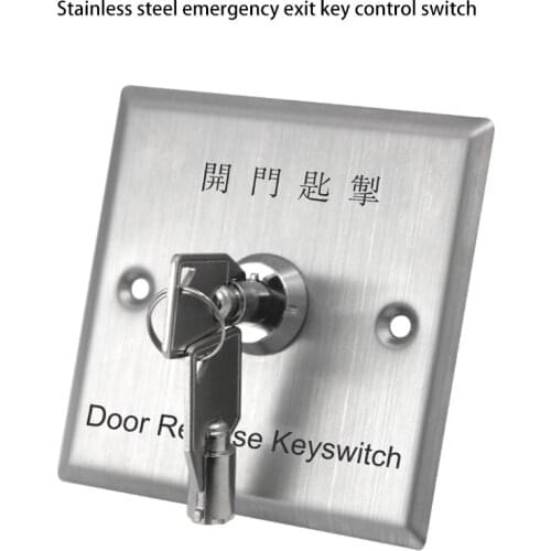 1 pcs Stainless Steel Key Switch Emergency Push Exit Button Door Access Controller Gate Open Lock With 2 Keys 86*86*30mm