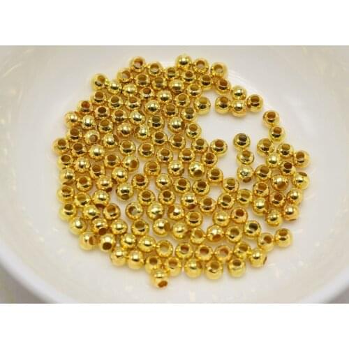 1000 Golden Plated Metal Small Round Beads 3.2mm Smooth Ball Spacer Jewelry