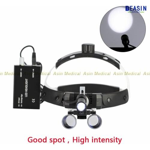 2.5X/3.5X 420 mm Dental Loupe Magnifier Binocular Magnifier Surgery Surgical Medical Operation Loupe with Spotlight Head Light