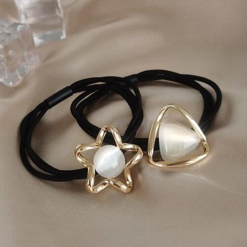 2Pcs/Set Opal metal hair rope crystal ponytail rubber band hair tie womens fashion boutique hair accessories