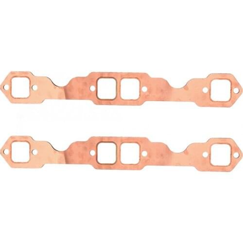 2pcs Square Port Copper Plating Header Exhaust Gaskets Reusable Fit for SBC Chevy 327 305 350