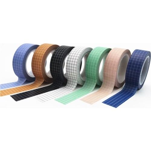 5pcs Japanese Washi Masking Paper Tape DIY Planner Grid Paper Masking Adhesive Tapes Stickers Decorative Stationery Tapes 10M