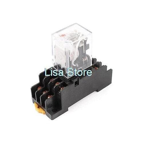 AC 24V Coil 4PDT 14 Pins Red LED General Purpose Power Relay w Socket