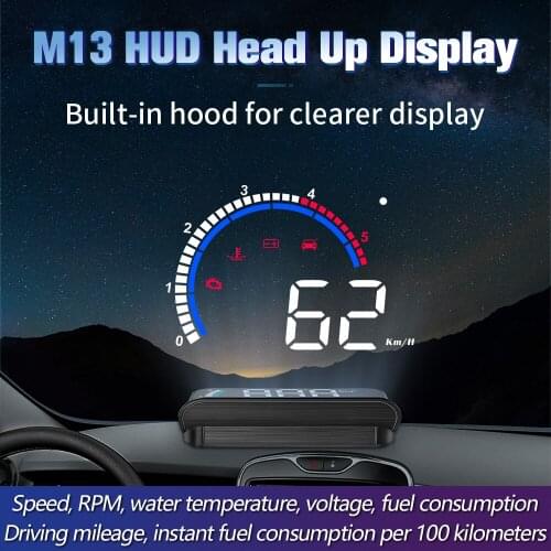Car Monitor M13 Car HUD Head Up Display OBD2 II EUOBD Overspeed Warning System Projector Auto Electronic Voltage Alarm