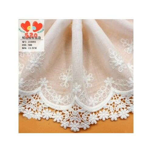 Free Shipping 5Yards Exquisite Lace DIY Accessories Cotton Hollow Embroidery Lace Clothing Accessories Wide 13.5 cm