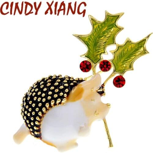 CINDY XIANG Cute Enamel Hedgehog Brooches For Kids Animal Pin Holding Fruit Vivid Design 2 Colors Available High Quality New