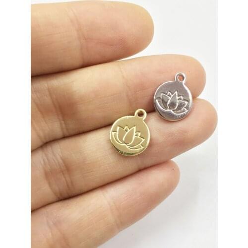 Eruifa 10pcs 10mm High Quality Brass Lotus necklace,earring bracelet jewelry DIY handmade 2 colors Gold and silver