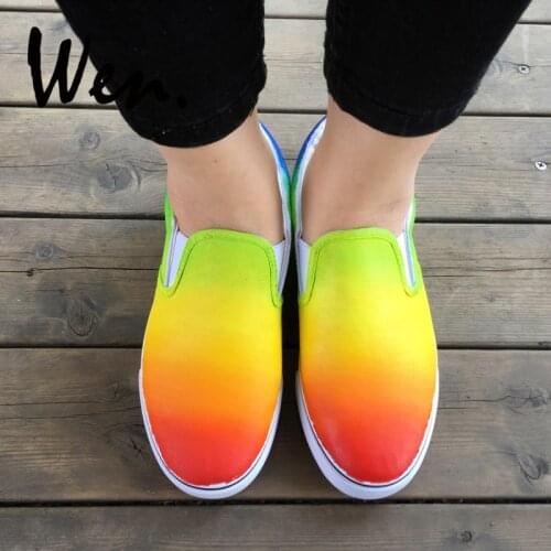 Wen Unisex Design Hand Painted Shoes Colors Gradient Custom Slip On Canvas Sneakers for Man And Woman Outdoor Walking