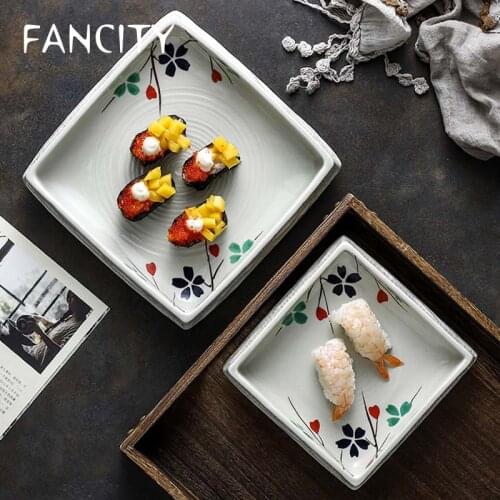 FANCITY Japanese-style personality deep plate ceramic home hotel plate soup plate rice plate western steak plate breakfast plate