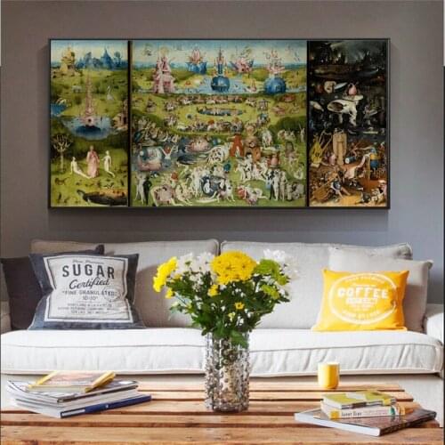 The Garden of Earthly Delights Canvas Paintings Reproductions By Bosch Hieronymus Classical Wall Art for Home Living Room Decor