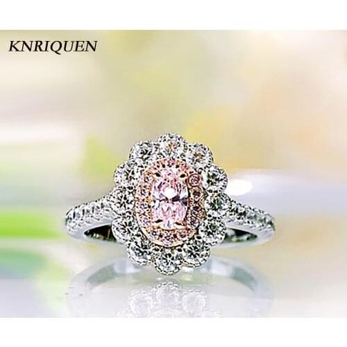 Charms 925 Sterling Silver 3*5mm Pink Quartz Topaz Lab Diamond Gemstone Rings for Women Wedding Cocktail Party Fine Jewelry Gift