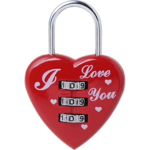 2017 Mini Cute 3 Digits Luggage Suitcase Padlock Coded Lock Red Heart Shaped Password Lock