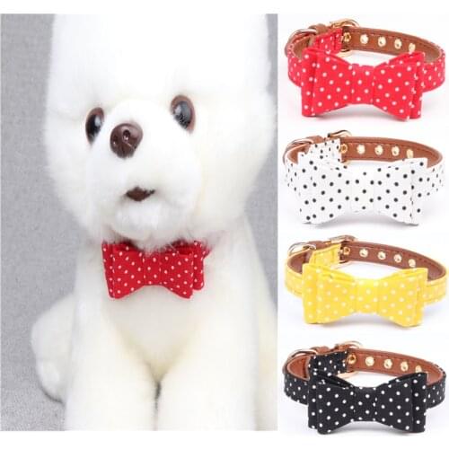 Fashion Cute Dot Bowknot Pet Cat Dog Collar dog necklace for Teddy Pug Schnauzer Small dog cat pet accessories
