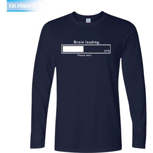 Brain Loading Funny Gamer Computer Geek Funny Mens Loose Fit Cotton T Shirt Men Cotton long Sleeve T-shirt Top Tees Tshirts