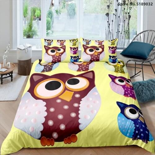 Owl Duvet Cover Sets Cat Paw Print Quilt Cover Single Double Queen King Size Bedspread Cartoon Cat Bed Cover Animals Bedding Set