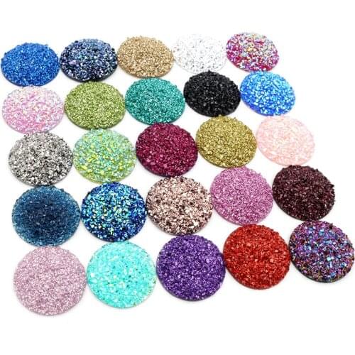 New Fashion 10pcs 20mm 25mm Mix Colors Natural ore Style Flat back Resin Cabochons For Bracelet Earrings accessories