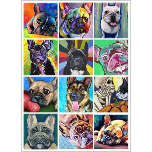 Full square / round diamond 5D DIY diamond painting French bulldog 3D embroidery animal set cross stitch mosaic decoration gift