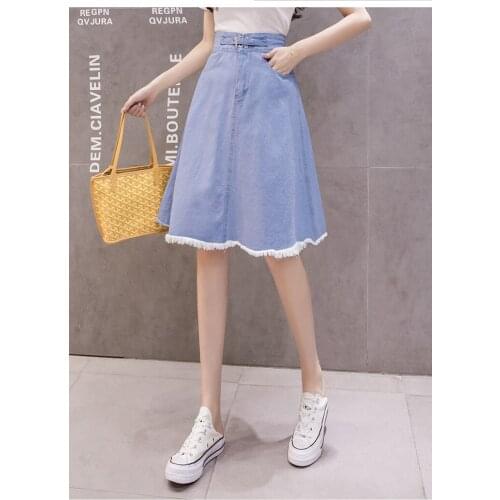 2021 Hot Womens Bag Hip Denim One-Step Skirt Mid-Length Slim Versatile A-Line Skirt Slim Versatile Modern Stylish Casual