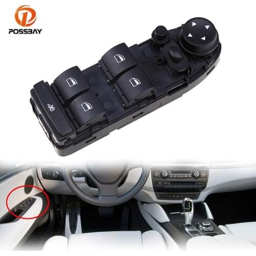 POSSBAY Car Front Driver Side Power Master Window Switch Black Switch Panel 61319218044 Fit for BMW X6 Hybird E72 2009 2010 2011