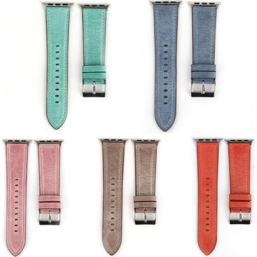 Women Genuine Leather Wrist Band For Apple Watch iWatch Series 5 4 3 2 1 38/42mm Replacement Wrist Strap Adjustable Leather Band