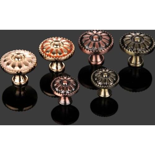 1PC Retro Red Bronze Kitchen Cabinet Knobs Cupboard Door Zinc Alloy Handles Vintage Wardrobe Furniture Handle Drawer Pulls