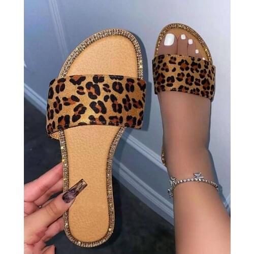 Shoes for Women Leopard Print Large Size Ladies Sandals Sandalias Mujer 2021Casual Beach Slippers Womens Slippers