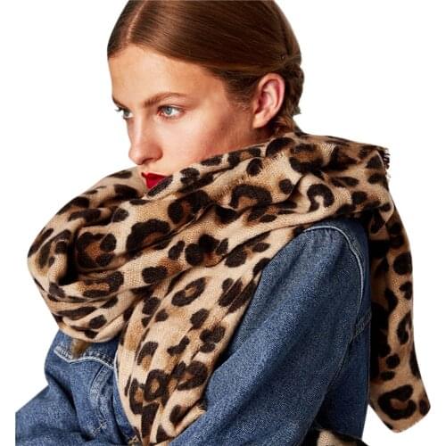 40# Leopard Print Women Winter Scarves Warm Printed Long Wool Shawl Soft Long Neck Scarf Flannel Outdoor Wraps Sexy Scarves