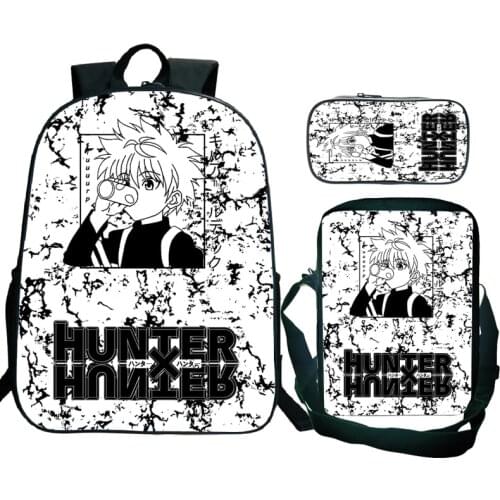 Students Hunter X Hunter School Backpack 3Pcs/set Boys Girls Knapsacks with Pencil Box Crossbody Bags Kids Teens Rucksack Gifts
