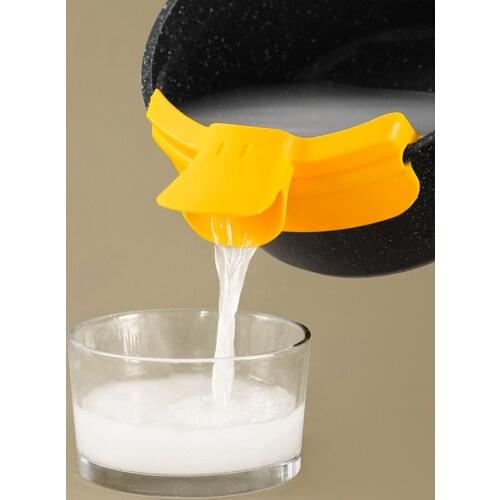 Silicone Anti-spill Duckbill Drain Pans Leak-proof Pot with Round Mouth Edge Liquid Deflector Funnel Soup Diversion Kitchen Tool