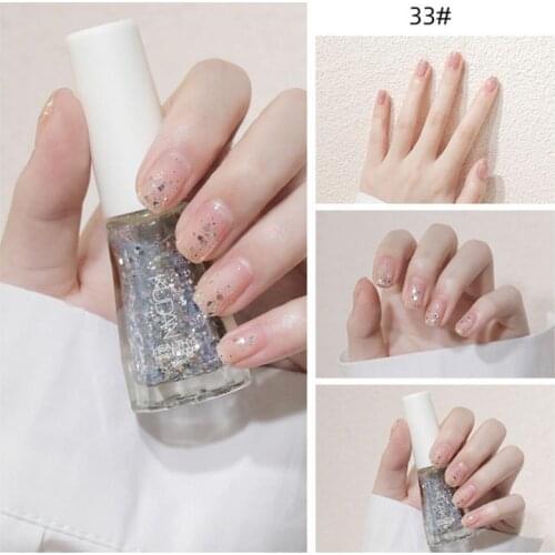 8ml Nail Polish Free Baking Lasting Quick-drying Crystal Shiny Nail Gel Polish Metal Sequin Water-based Tearable Gel Nail Polish