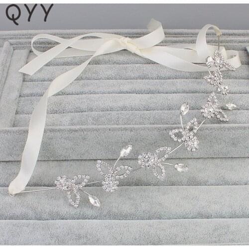 QYY Trendy Zinc Alloy Plant Bridal Hair Vine Special Offer Headbands Crystal Tiara Crown Wedding Comb Headpiece