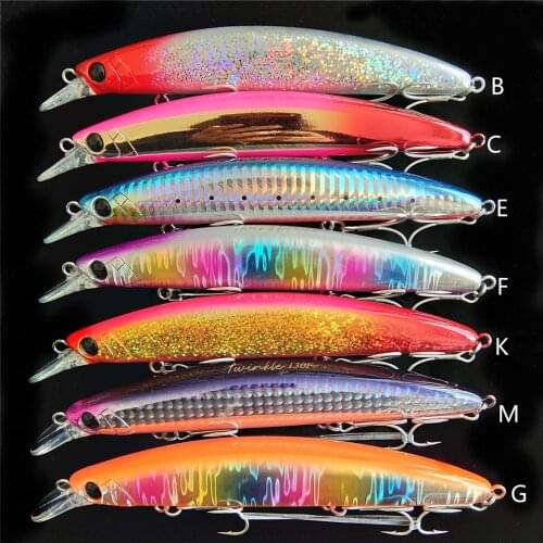 TSURINOYA 7PCS 130mm 23g DW111 Long Casting Floating Minnow Hard Bait Sea Bass Saltwater Sea Fishing Lure
