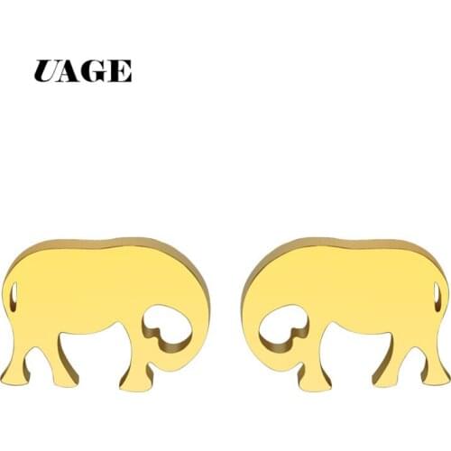 UAGE Stainless Steel Stud Earring For Women Man African Elephant Gold And Silver Color Lovers Engagement Jewelry