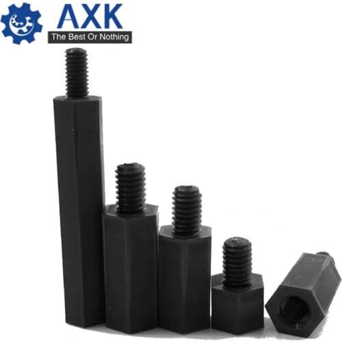 Spacing Screw Nylon Black 50pcs M2/m2.5/m3/m4+6mm Hex Socket Standoff Spacer Flat Lot (50 Pieces/lot) Pillar Thread For Pcb