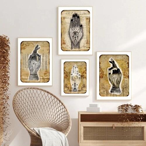 Fortune Teller Vintage Posters and Prints Mystic Palm Reader Retro Art Canvas Painting Gothic Style Wall Picture Home Room Decor