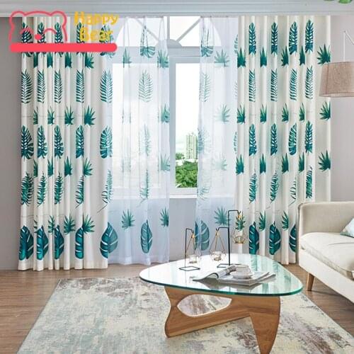 Happy Bear Home Window Curtain for Living Room Half Shading Curtains for Bedroom Polyester Cotton Floral Decorative Curtain