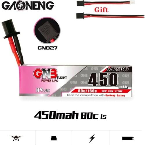 1-10PCS GNB 1S 3.8V 450mAh 80C/160C Lipo Rechargeable Battery With GNB27 Plug for RC FPV Racing Drone Quadcopter Frame Kit Parts