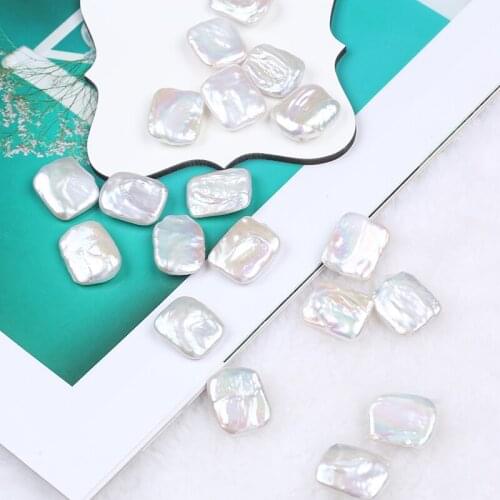 1pc 17*20mm White Natural Freshwater Pearl Rectangular Shape Non-Porous Loose Bead For DIY Necklace Bracelet Jewelry Accessories