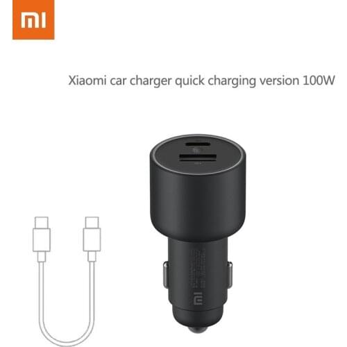 100% Original Xiaomi Car Charger Quick Charge 100w / 1A1C USB A Fast Charging Type-C Car charger For Xiaomi iPhone Samsung etc