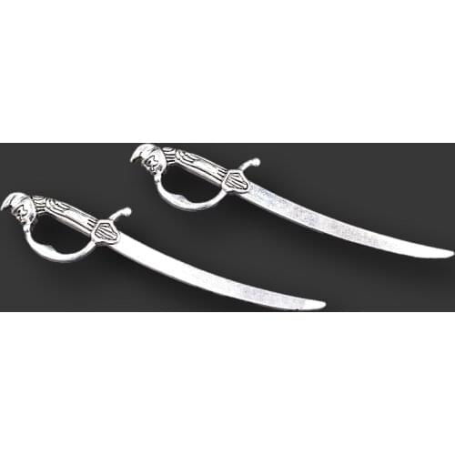 2pcs Silver Plated Knight Sabre Pendant DIY Charm Necklace Bracelet Jewelry Crafts Metal Accessories For Man 92*23mm A943