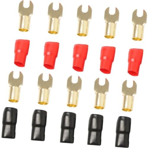 5 Pairs 4 AWG Power Ground Wire Connectors Assortment Crimp Fork Terminals