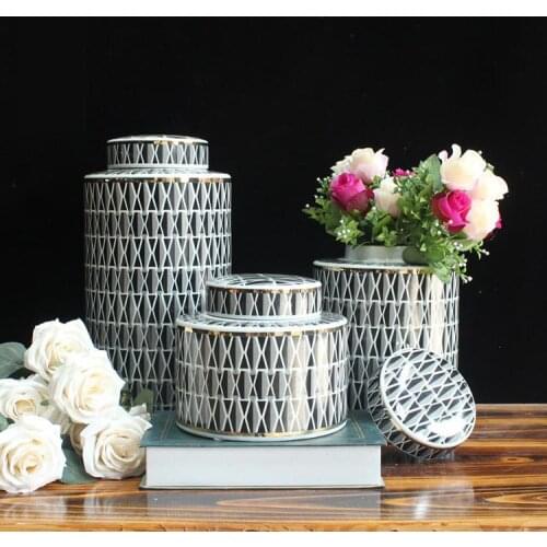 Jingdezhen Traditional Technology Cylindrical Pattern Ceramic vase Storage jar Decorative Jar Soft Decoration Ceramics jar vase