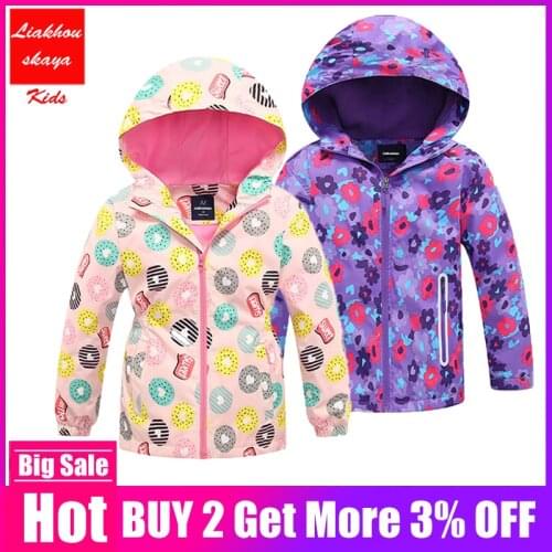 Childrens Windbreaker 2019 Brand Jacket For Girls Clothing Flower Polar Fleece Girls Outerwear Kids Jackets Spring Autumn Coat